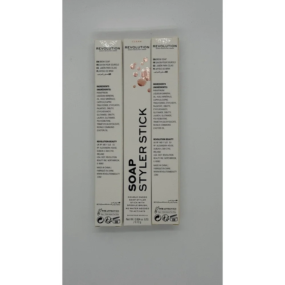 Revolution 3X Soap Styler Stick double-ended designed to style & set eyebrows